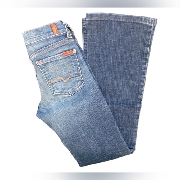 7 For All Mankind | Blue Flared Denim Jeans | Size: 25 - Picture 5 of 5